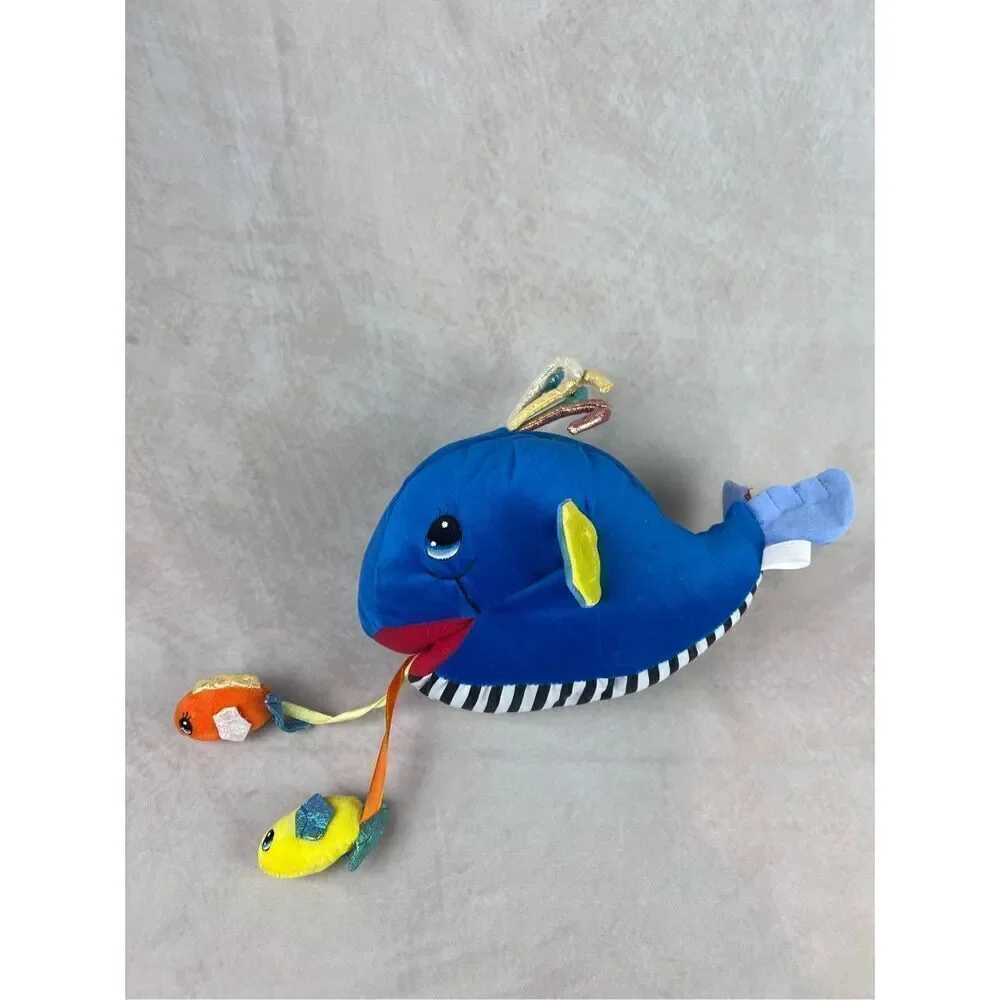 Vintage Love n Care Stuffed Plush Whale Fish Colorful Rattle Toy Green Red Blue